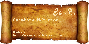 Csimbora Nándor névjegykártya